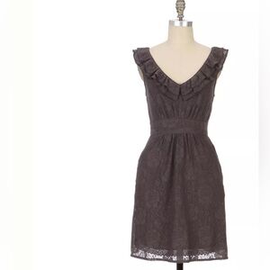 Anthropologie Maeve Gray Dusky Needlework Dress